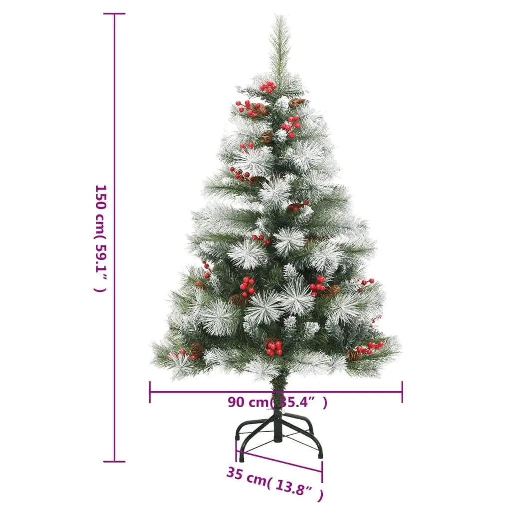 150cm White Hinged Christmas Tree with Natural Accents