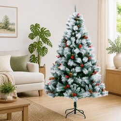 Sturdy 180cm White Artificial Hinged Christmas Tree
