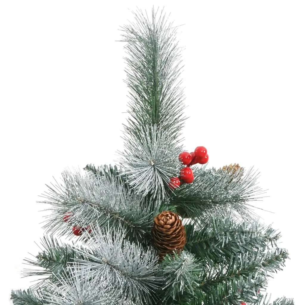 Hinged Christmas Tree 180cm White Artificial with Berries and Cones Home Decor