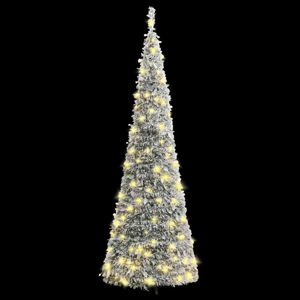 Artificial Christmas Tree PVC 210cm White Flocked Snow with 200 LEDs
