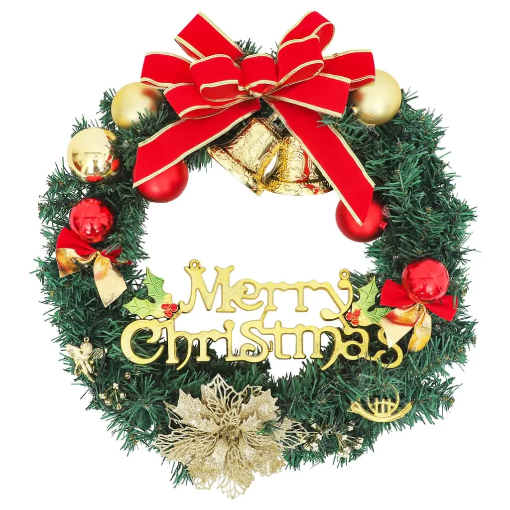 Christmas Wreath PVC 30cm Green with 15 LED Lights