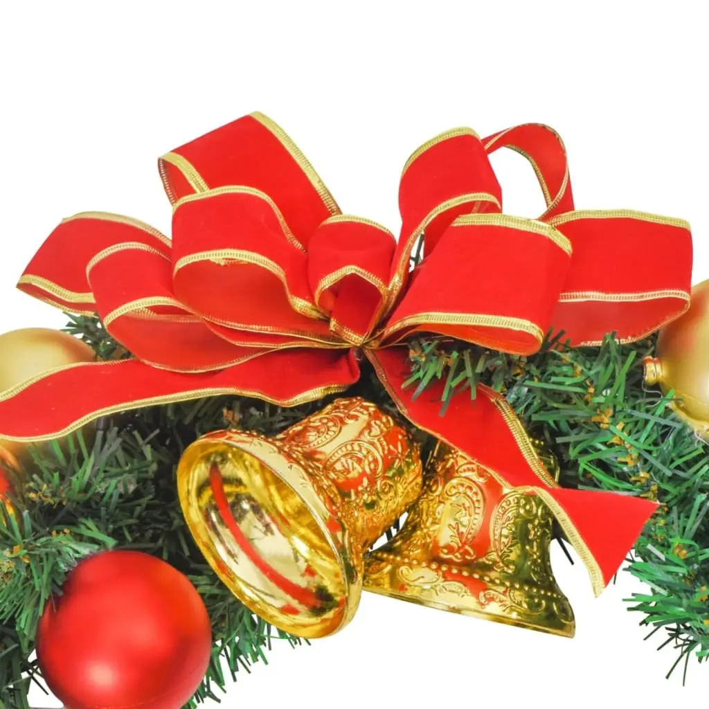 Christmas Wreath PVC 30cm Green with 15 LED Lights