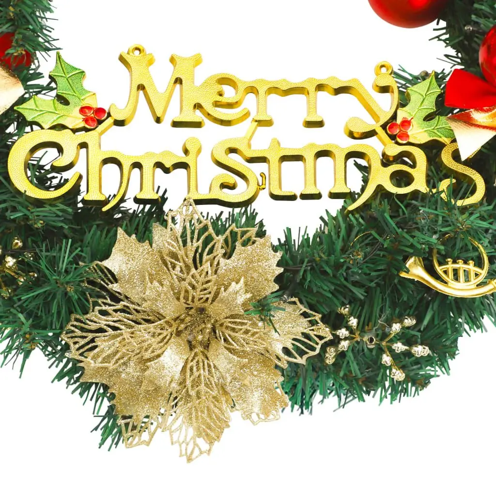 Christmas Wreath PVC 30cm Green with 15 LED Lights