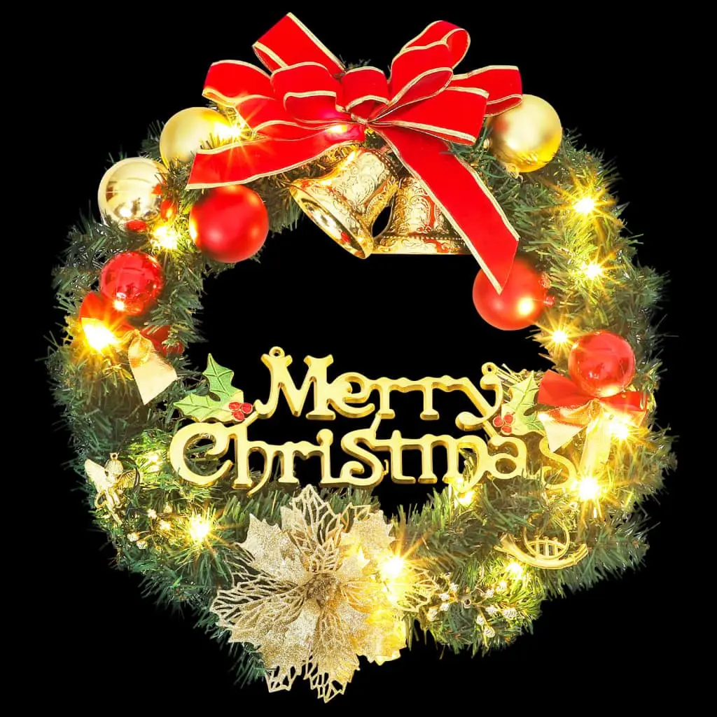 Christmas Wreath PVC 30cm Green with 15 LED Lights