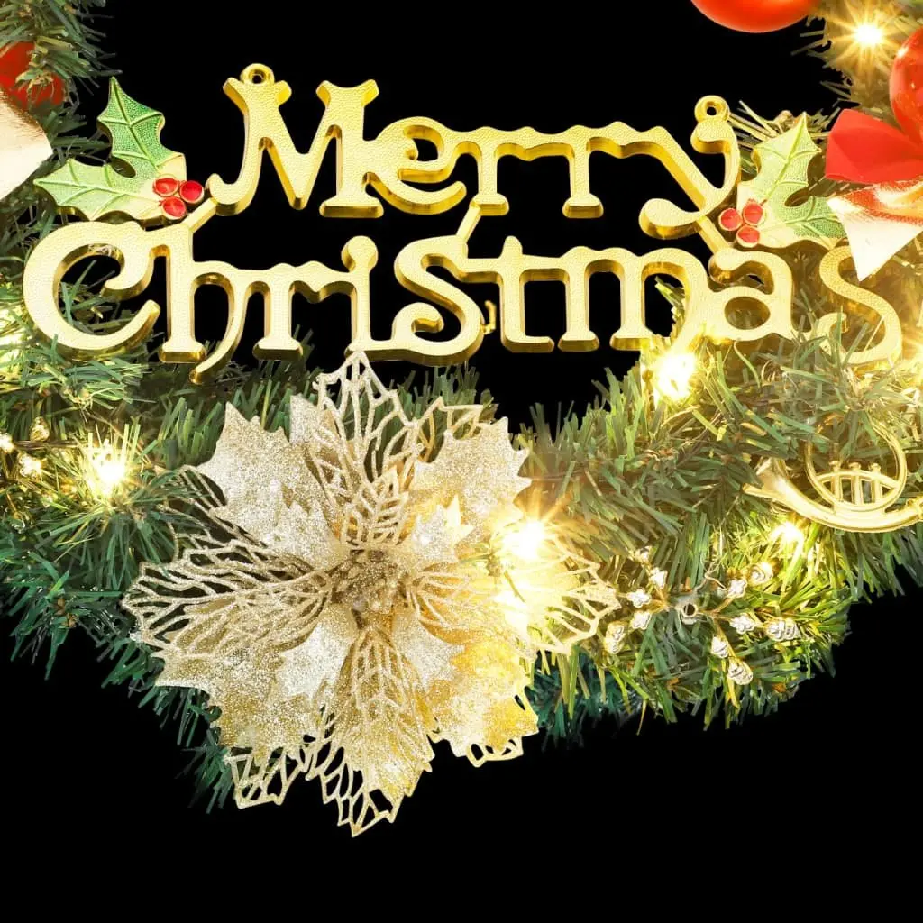Christmas Wreath PVC 30cm Green with 15 LED Lights