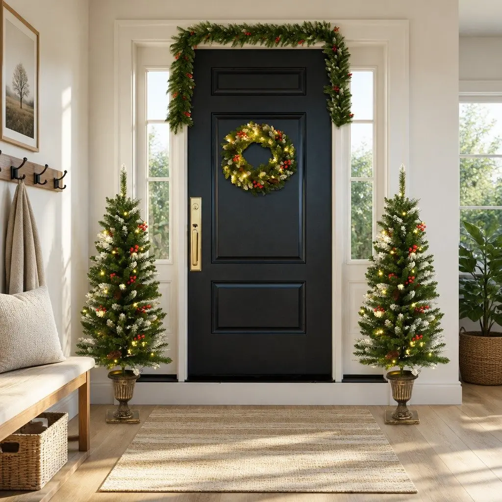 4 Piece Christmas Door Decoration Set with LED Lights