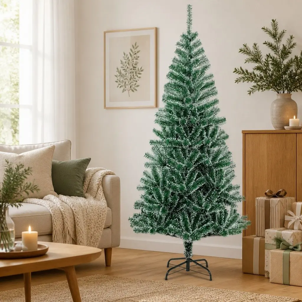 Artificial Christmas Tree PET 180 cm Flocked Snow Green