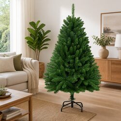 Sturdy 150cm Artificial Hinged Christmas Tree in Green