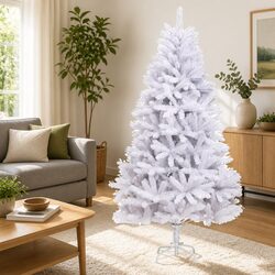 Sturdy 180cm White Hinged Christmas Tree for Easy Setup