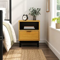 Sturdy Brown Bedside Cabinet 40x35x50 cm in Solid Pine