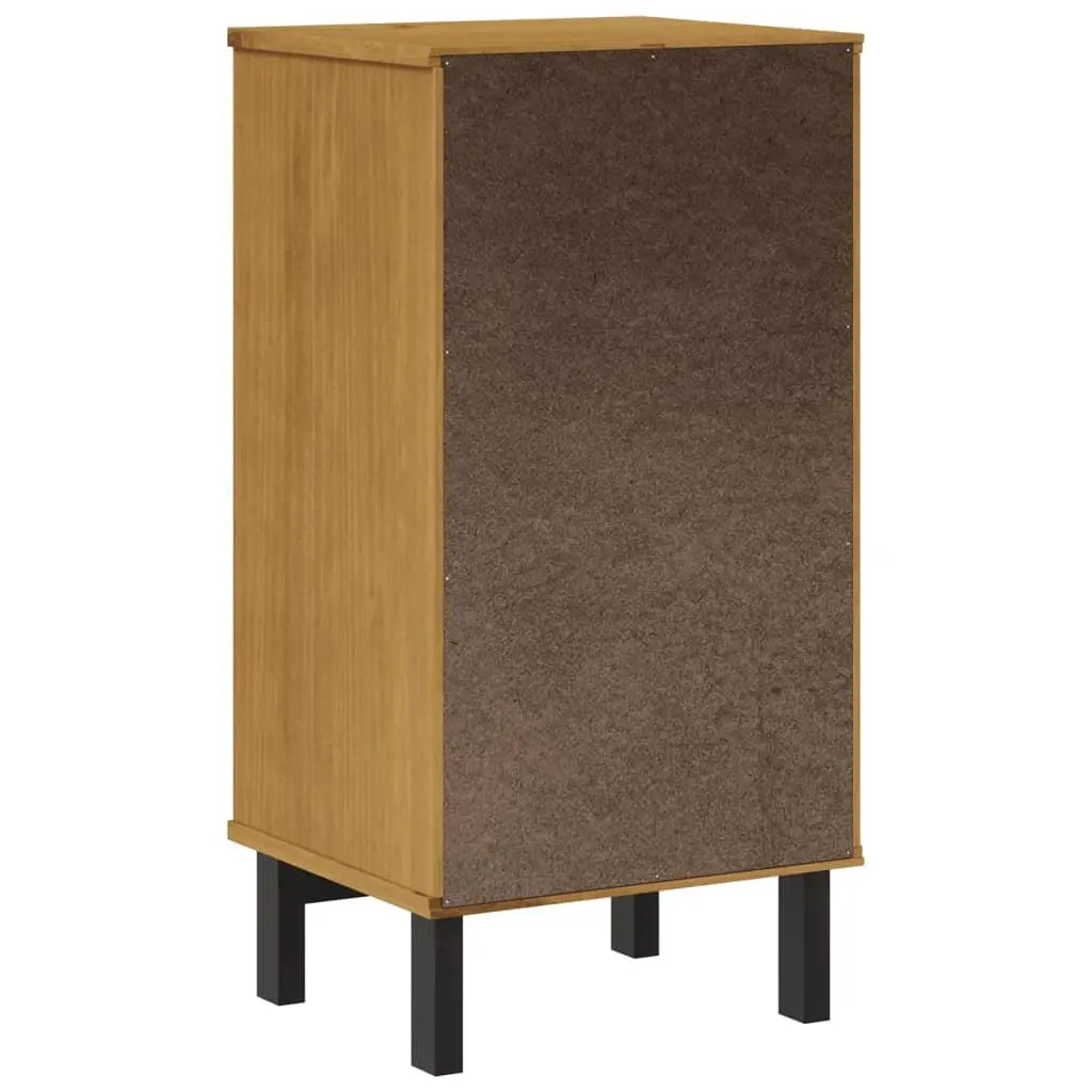 Brown Solid Pine Wood Nightstand with 2 Drawers