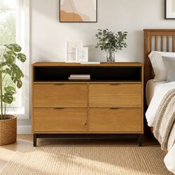 Stylish Brown Wood Drawer Cabinet 110x40x80 cm
