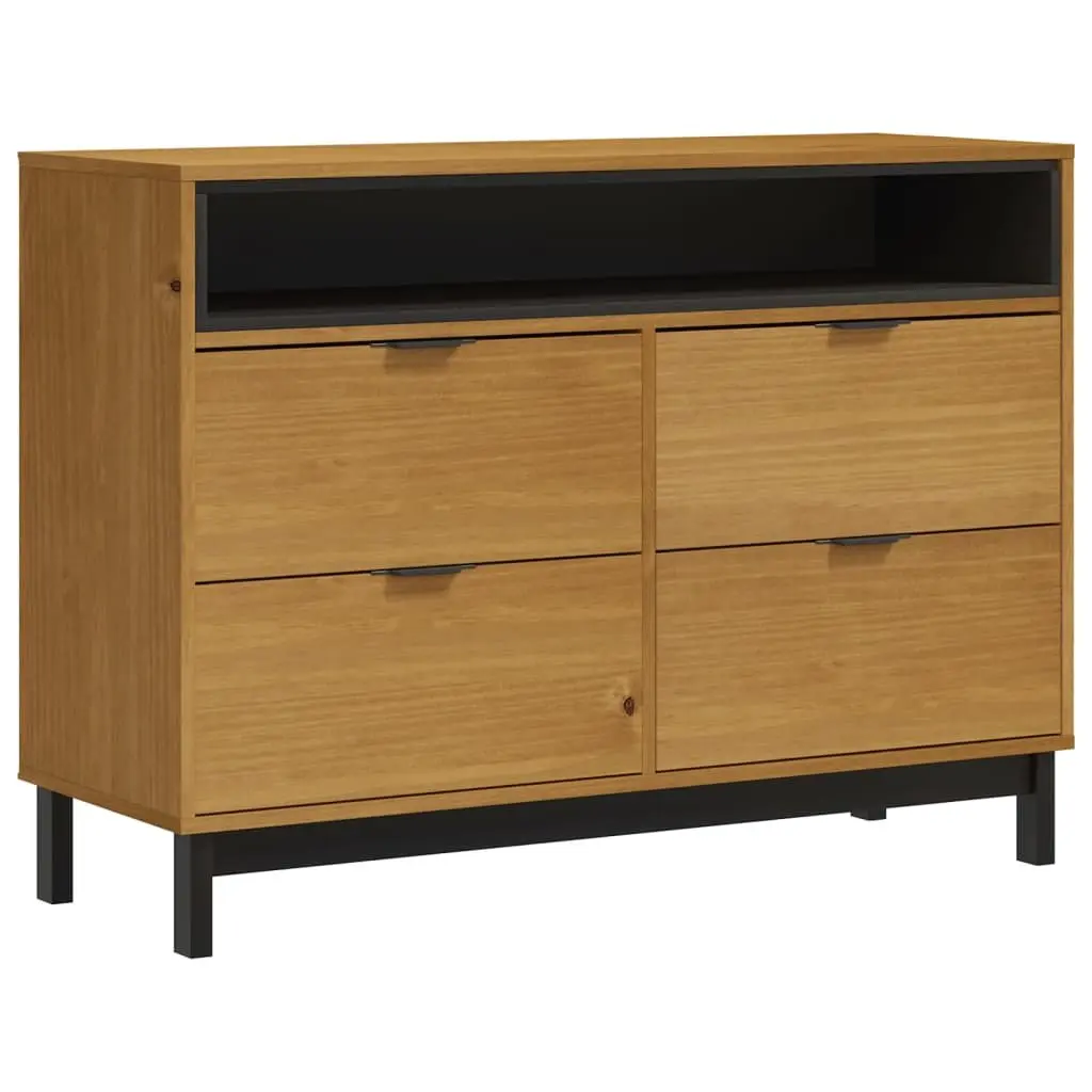 Drawer Cabinet Storage Organizer Brown Solid Pine Wood 110x40x80 cm