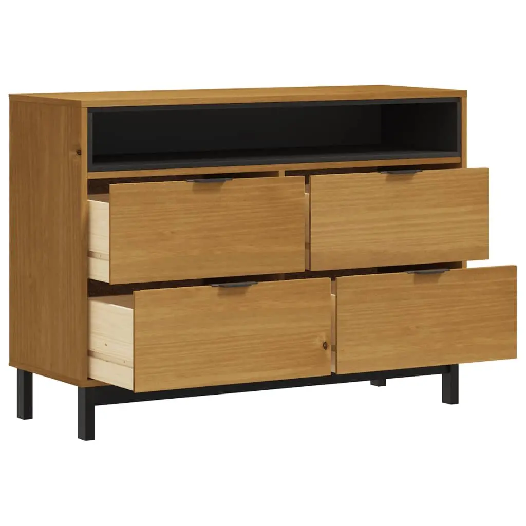 Drawer Cabinet Storage Organizer Brown Solid Pine Wood 110x40x80 cm
