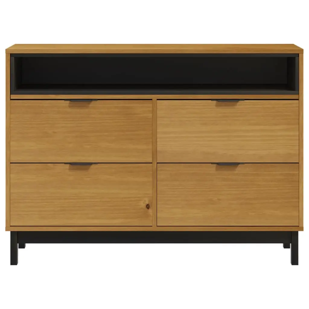 Drawer Cabinet Storage Organizer Brown Solid Pine Wood 110x40x80 cm