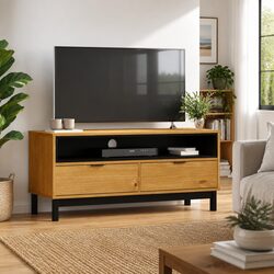 TV Cabinet 110x40x50cm Solid Pine Wood Storage Unit Brown Living Room Media