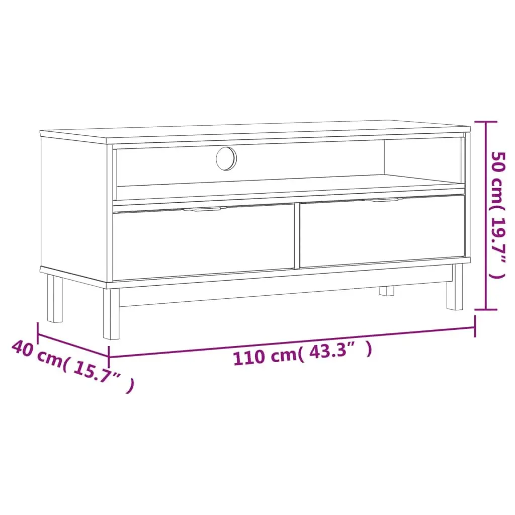 Solid Pine TV Cabinet 110x40x50cm for Living Rooms