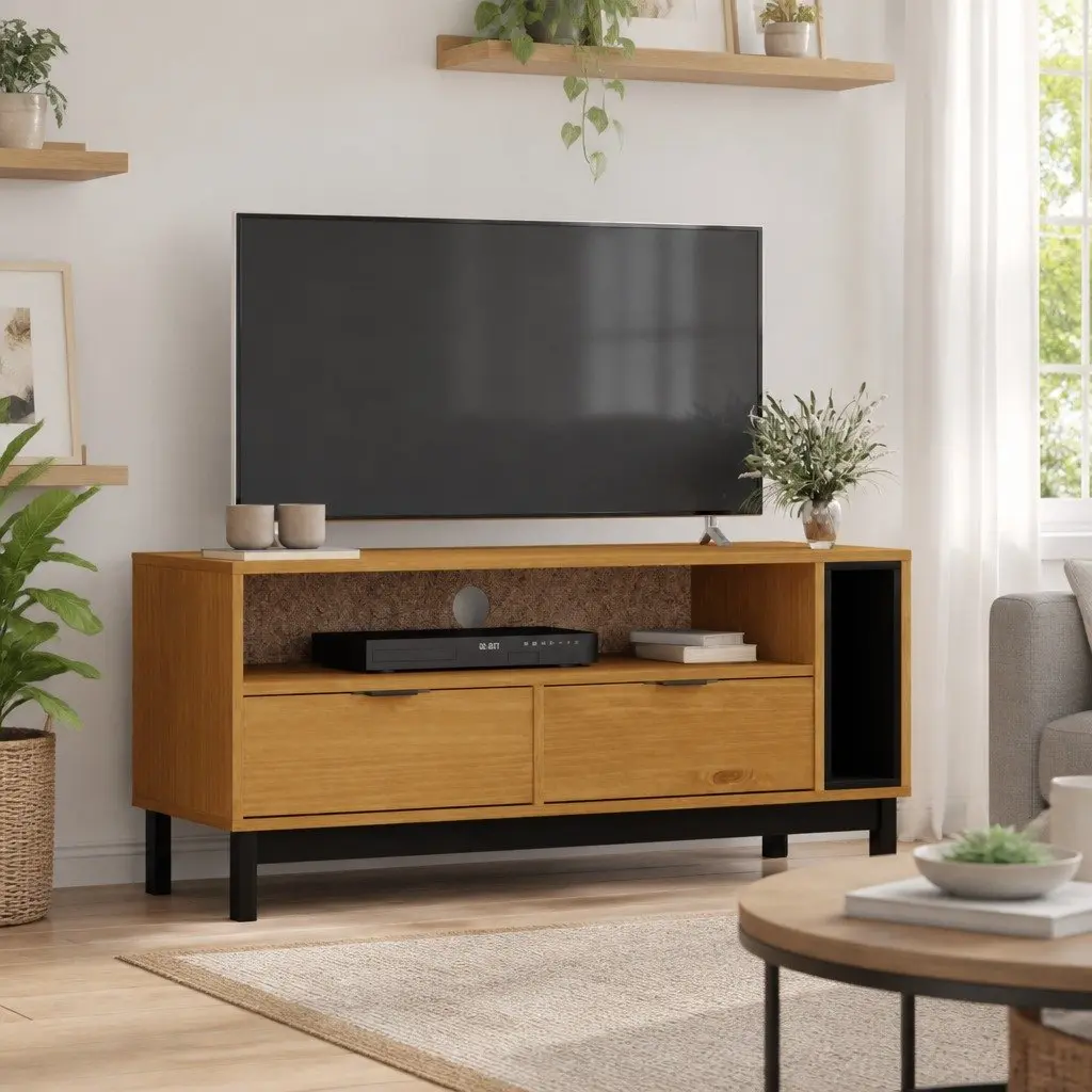 Solid Pine Wood TV Cabinet with Storage 110x40x50 cm