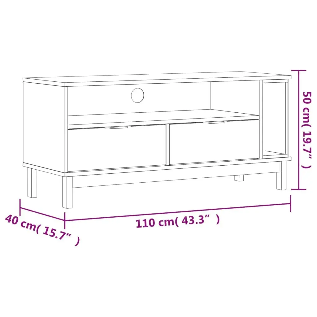 Solid Pine Wood TV Cabinet with Storage 110x40x50 cm