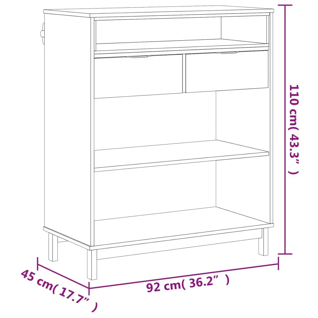 Brown Solid Pine Wood Bar Table 92x45x110cm