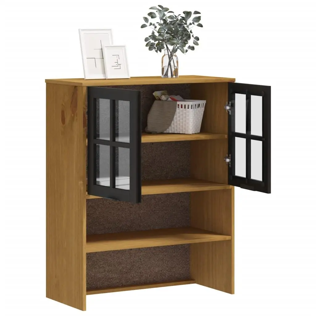 Highboard Cabinet Solid Pine Wood Brown