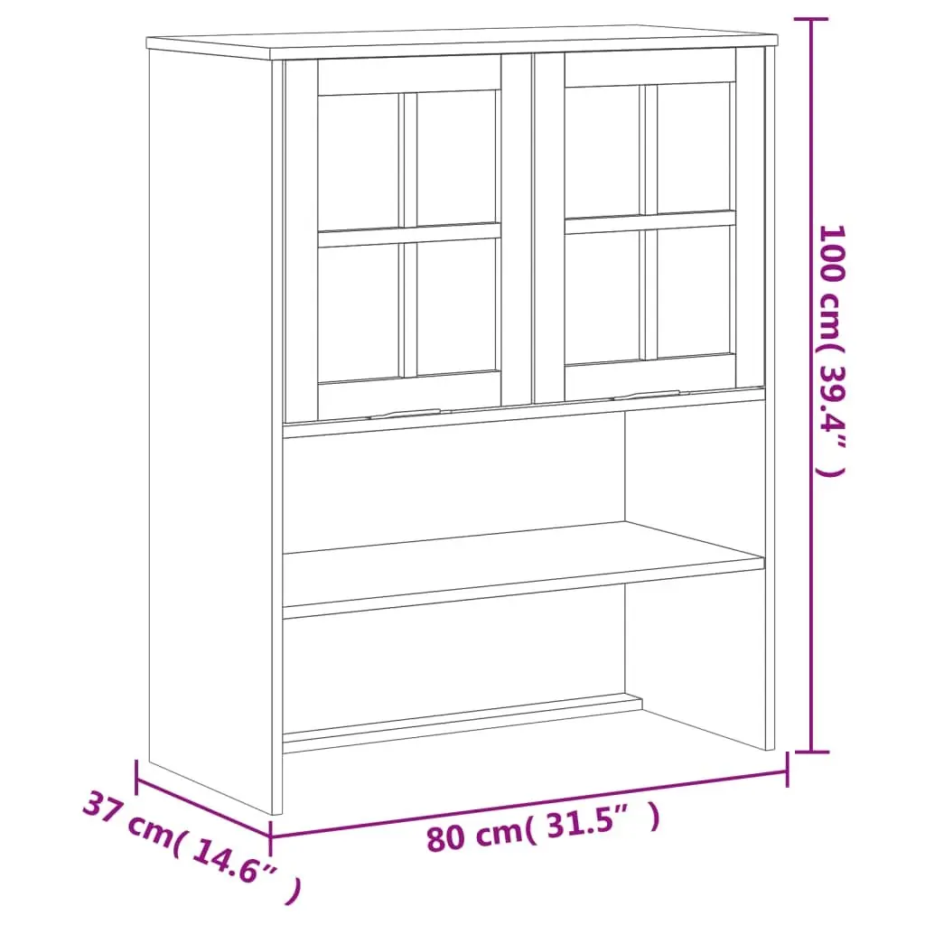 Highboard Cabinet Solid Pine Wood Brown