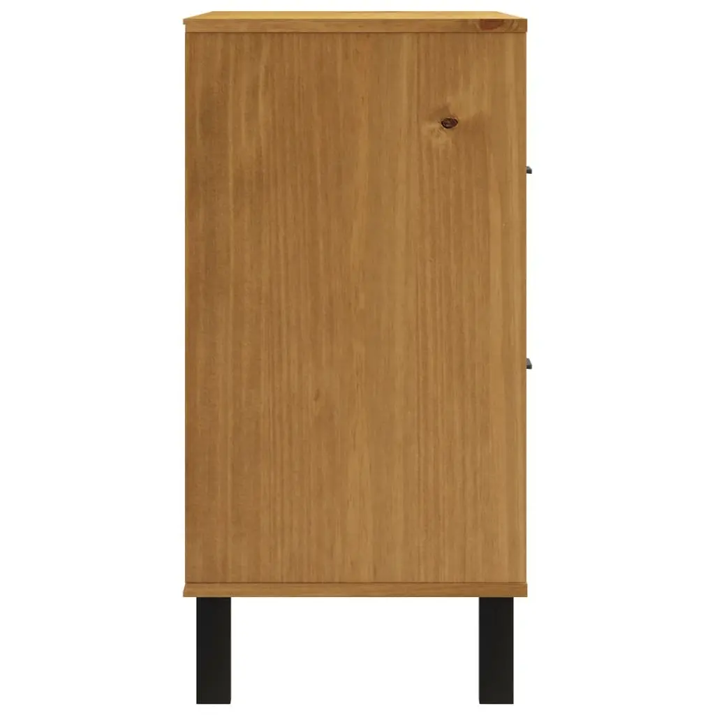 Solid Pine Wood Sideboard with Glass Door, Brown