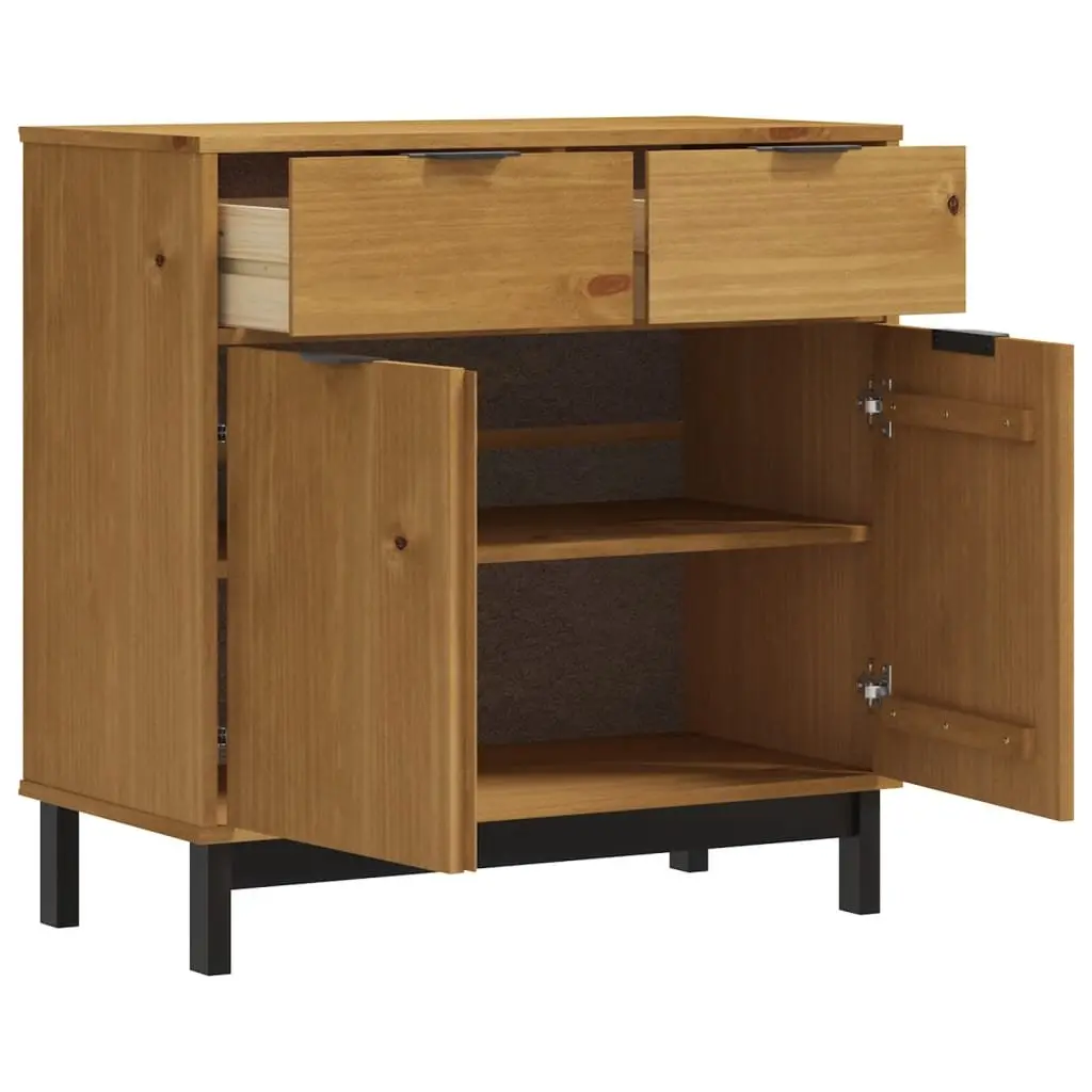 Brown Pine Wooden Sideboard Cabinet for Storage