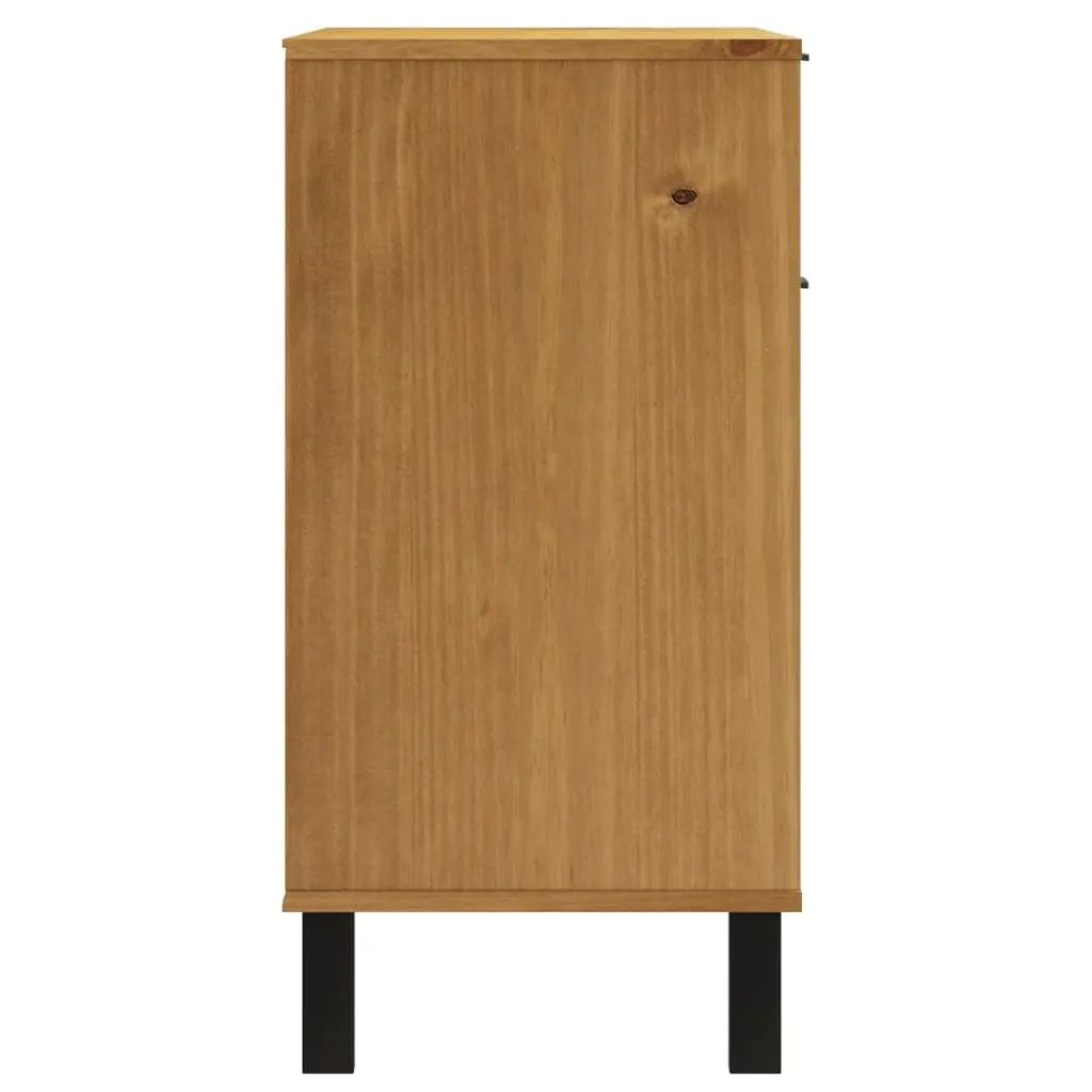 Brown Pine Wooden Sideboard Cabinet for Storage