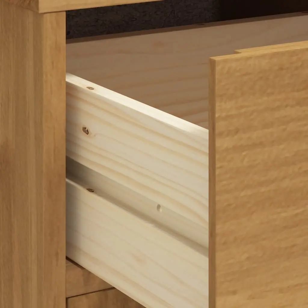 Brown Pine Wooden Sideboard Cabinet for Storage