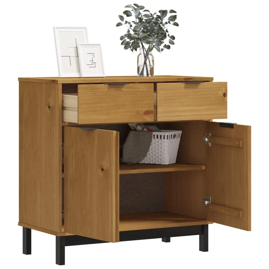 Brown Pine Wooden Sideboard Cabinet for Storage