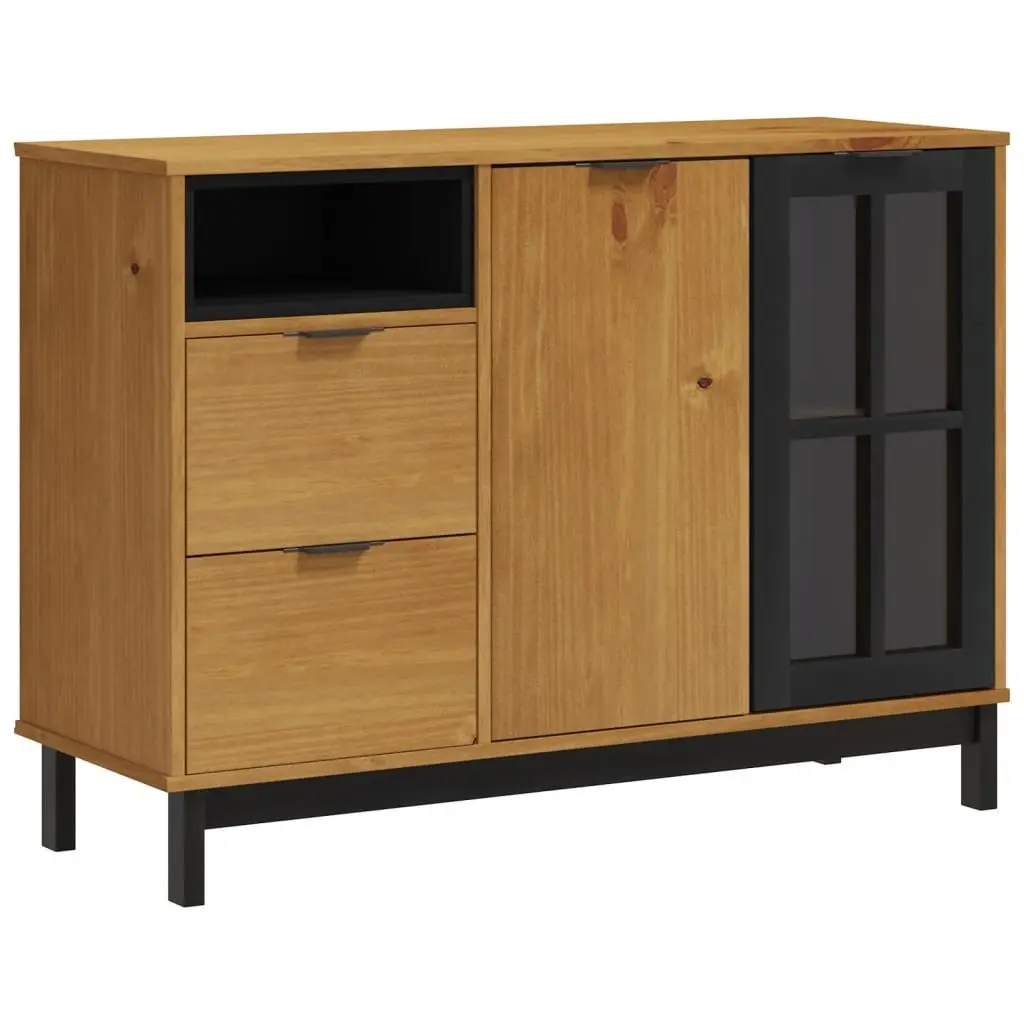 Solid Pine Wood Sideboard with Glass Door