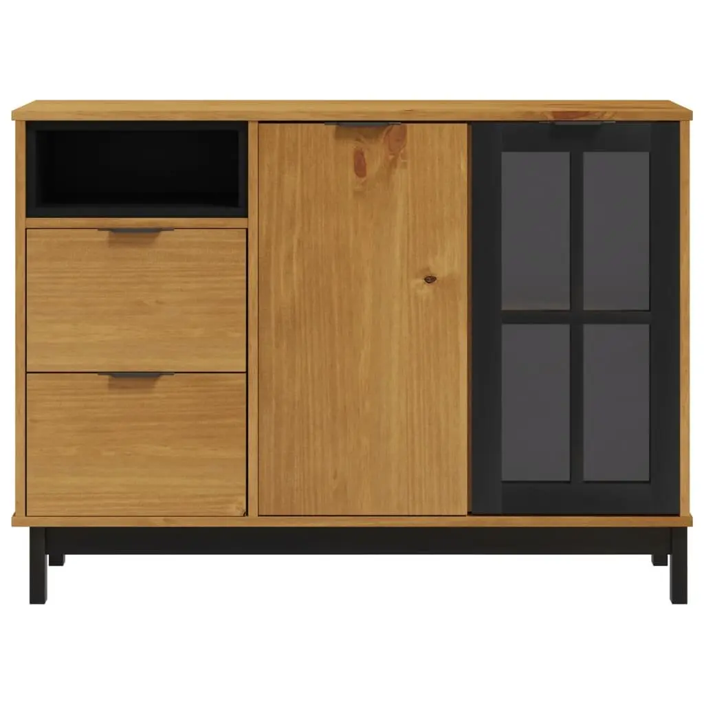Solid Pine Wood Sideboard with Glass Door