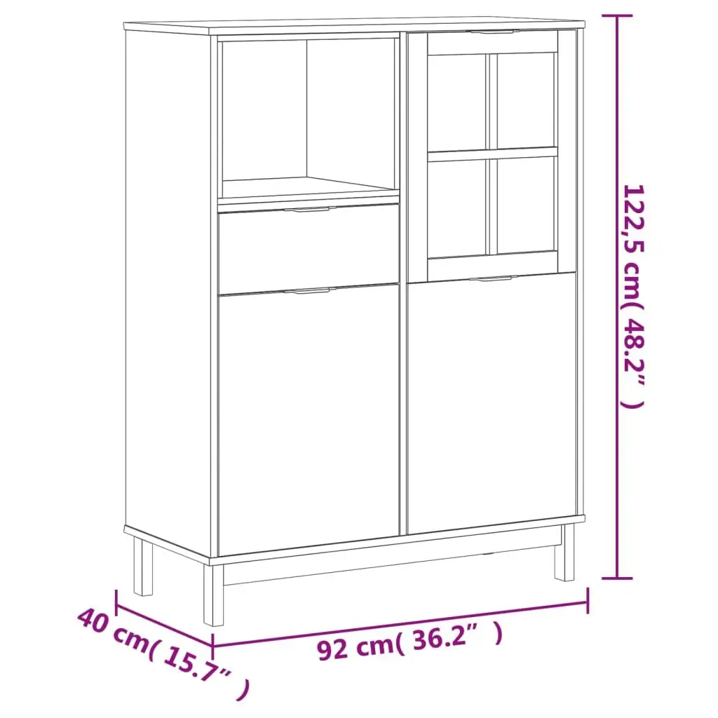 Highboard Storage Cabinet Engineered Wood 92cm x 40cm x 122.5cm Brown