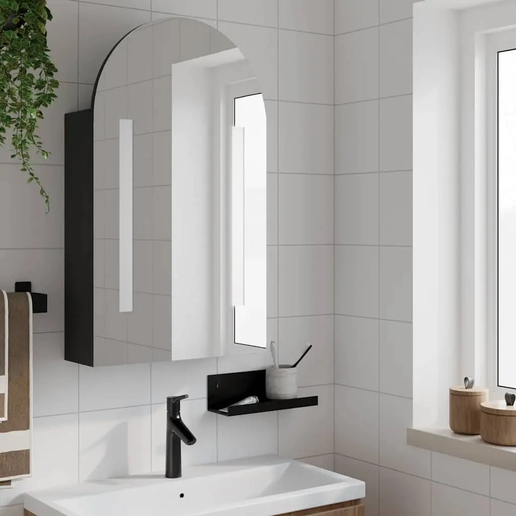 Black Bathroom Mirror Cabinet with LED Light