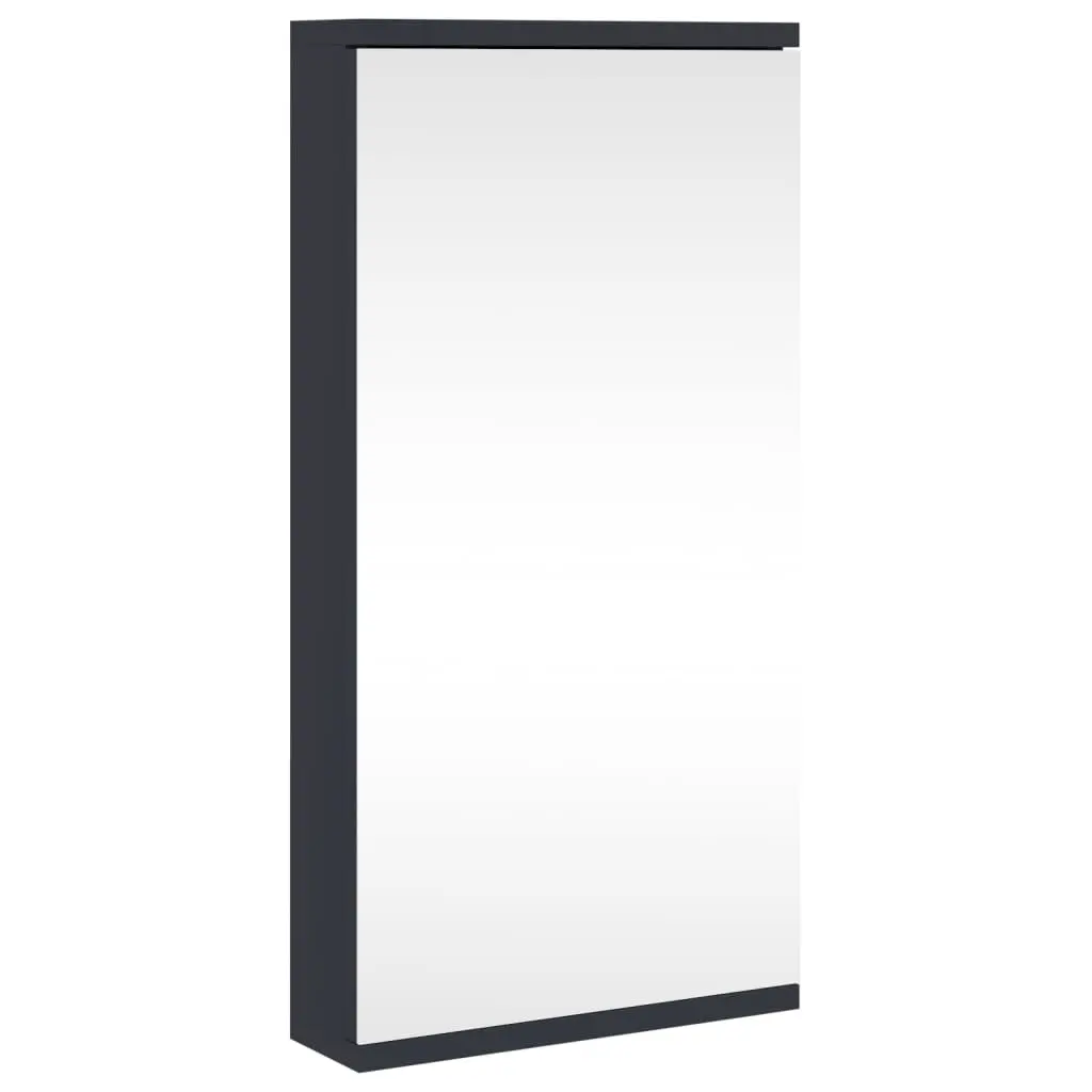 Grey Corner Bathroom Mirror Cabinet with Dual Shelves