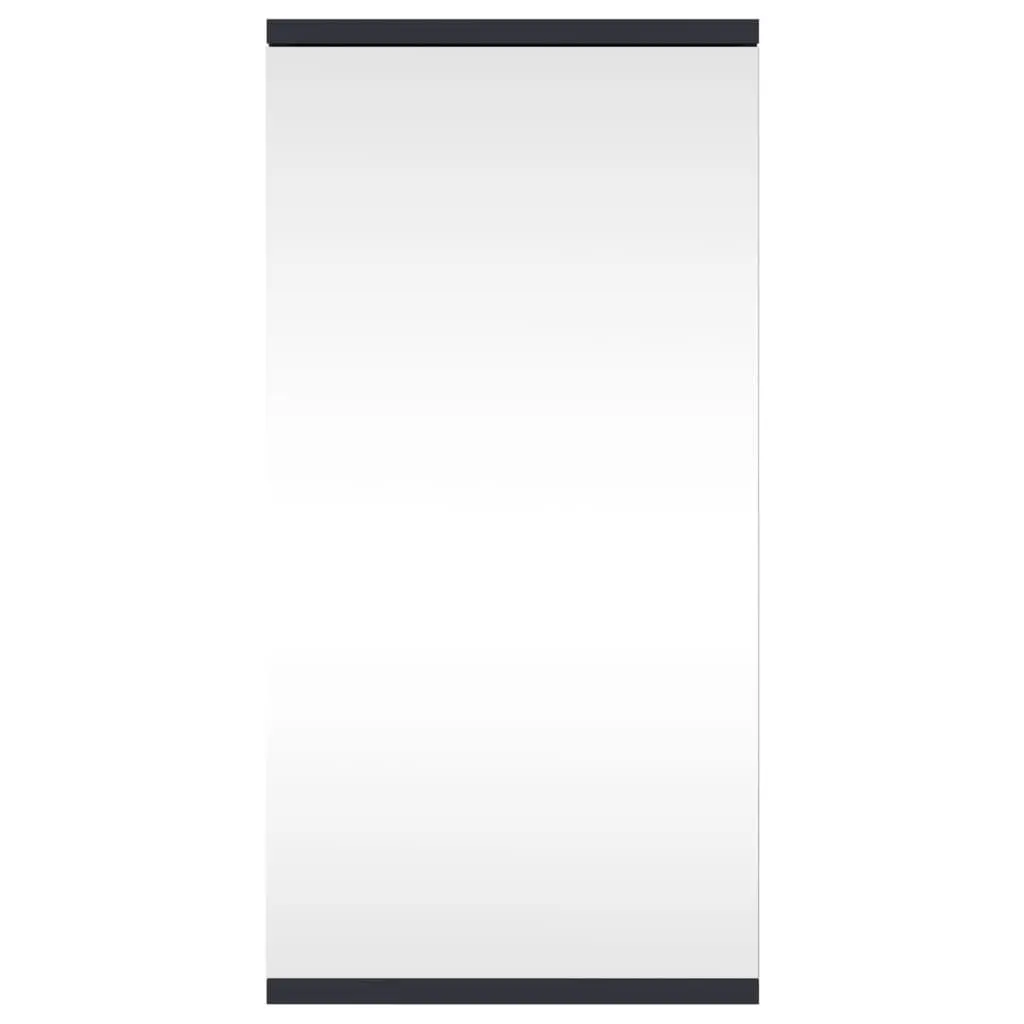 Grey Corner Bathroom Mirror Cabinet with Dual Shelves