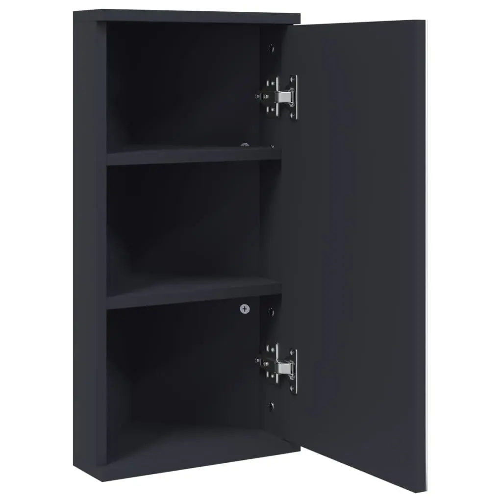Grey Corner Bathroom Mirror Cabinet with Dual Shelves