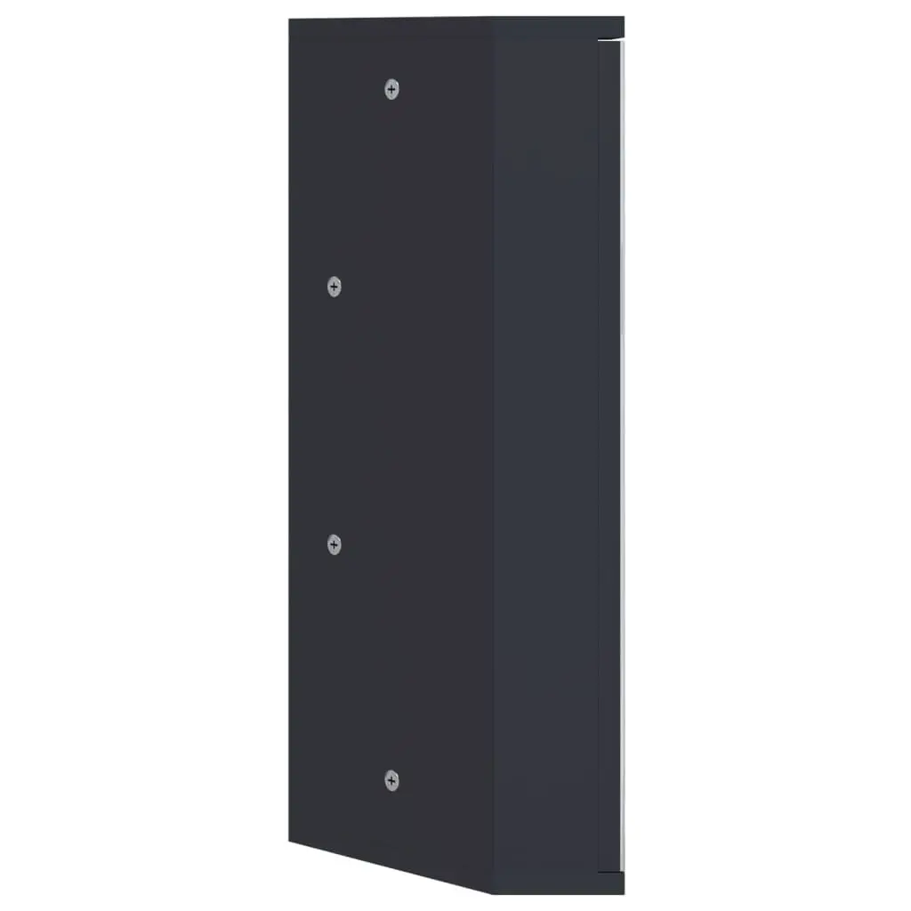 Grey Corner Bathroom Mirror Cabinet with Dual Shelves