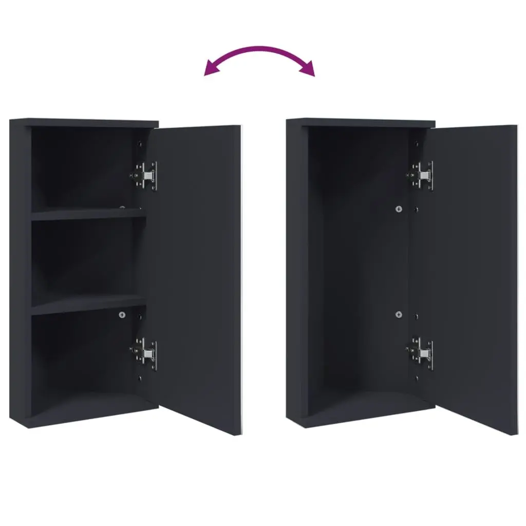Grey Corner Bathroom Mirror Cabinet with Dual Shelves