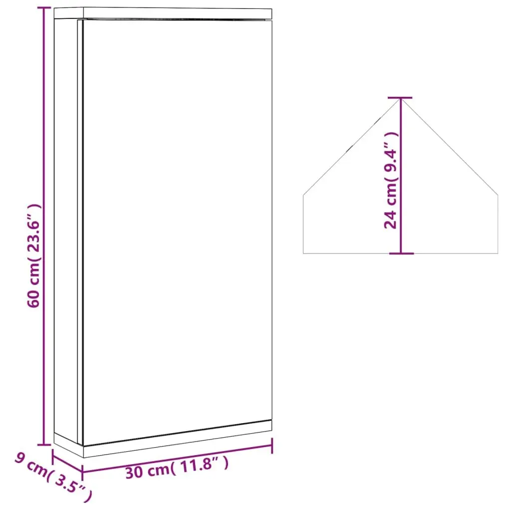Grey Corner Bathroom Mirror Cabinet with Dual Shelves