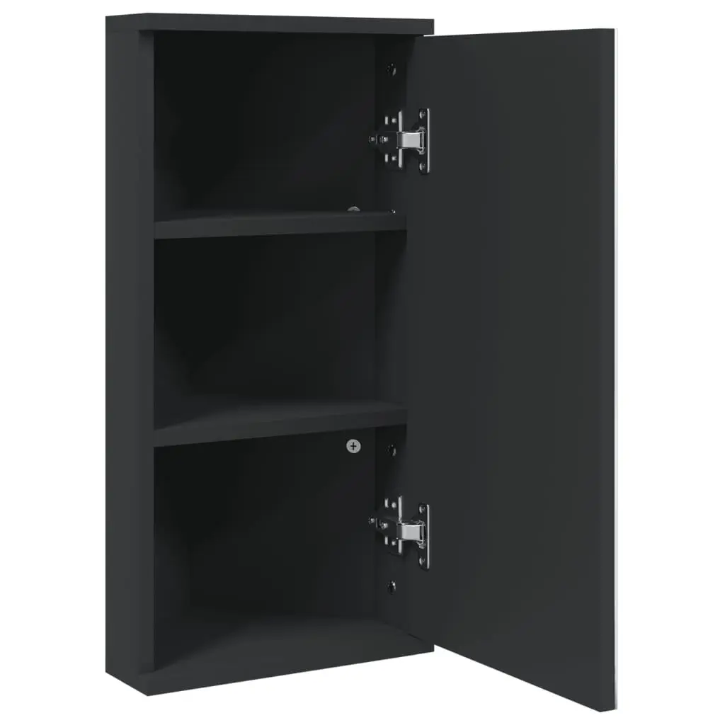 Corner Bathroom Mirror Cabinet Engineered Wood 30x24x60cm Black