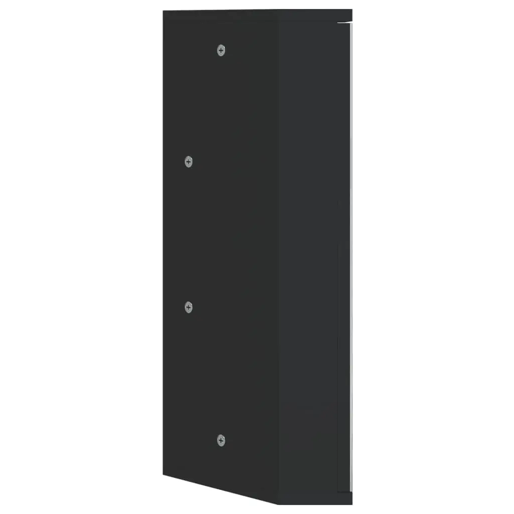 Corner Bathroom Mirror Cabinet Engineered Wood 30x24x60cm Black