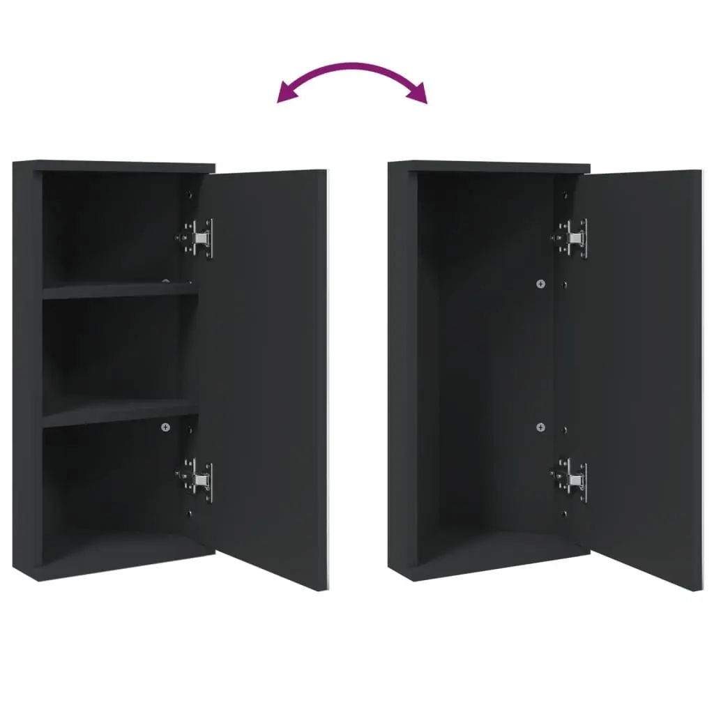 Corner Bathroom Mirror Cabinet Engineered Wood 30x24x60cm Black