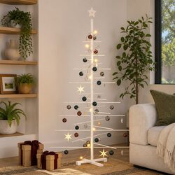 Sturdy Wooden Christmas Tree 180cm with Pine Wood Base