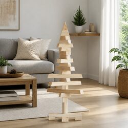 60cm Solid Pine Wooden Christmas Tree Decoration
