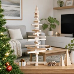 Solid Pine Wood Christmas Tree Decoration 90cm