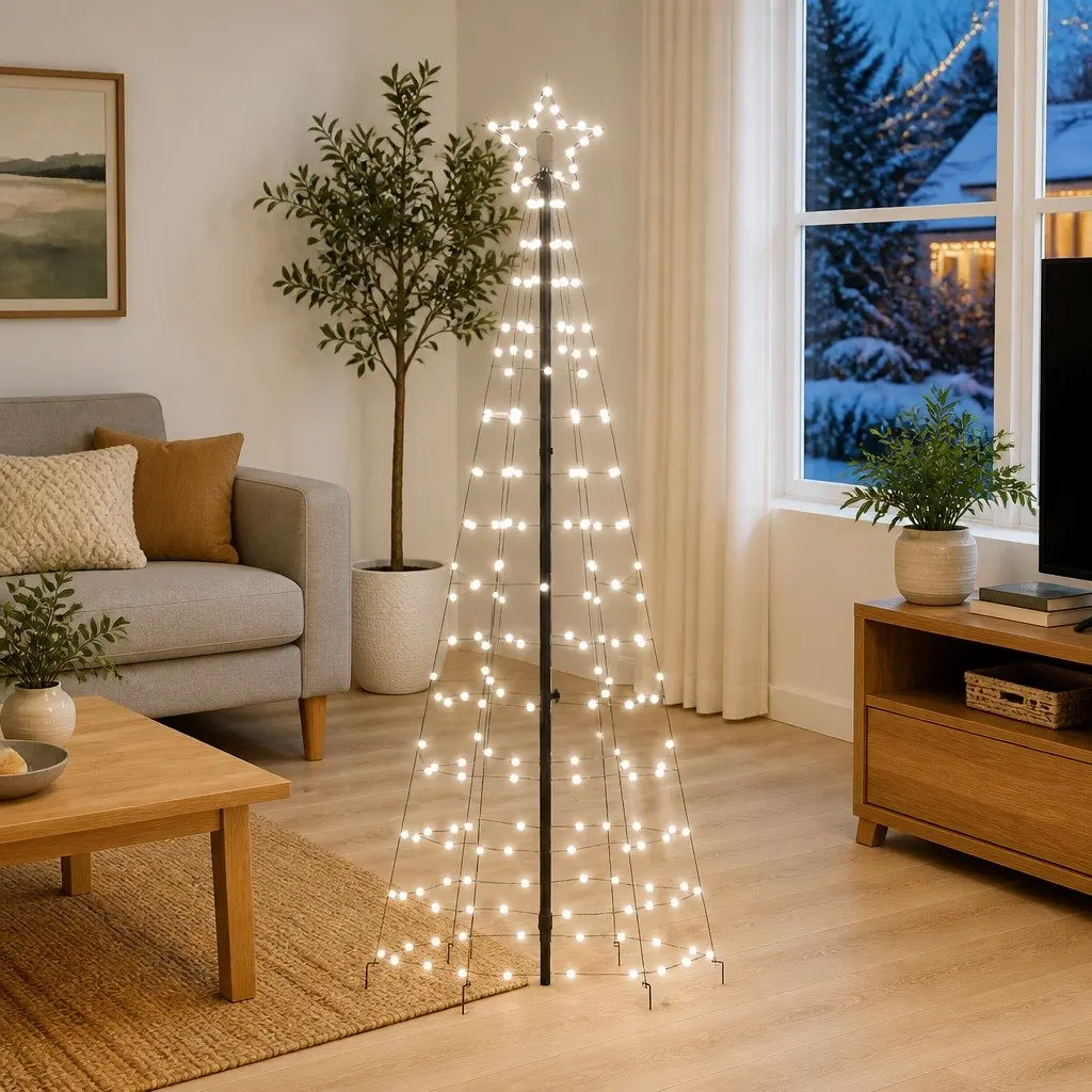 LED Christmas Tree with Spikes 220 Cold White Lights