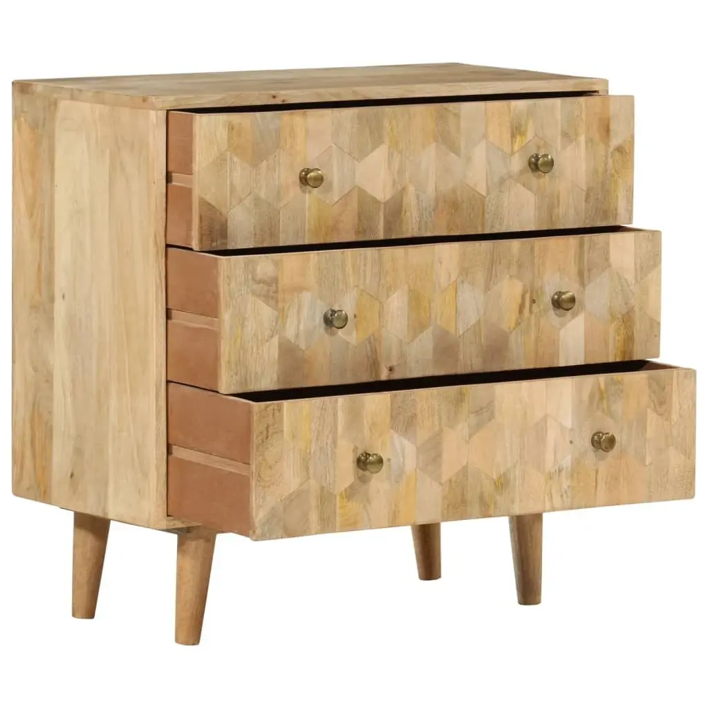Drawer Cabinet Solid Wood Mango Brown 3 Drawers Storage Chest