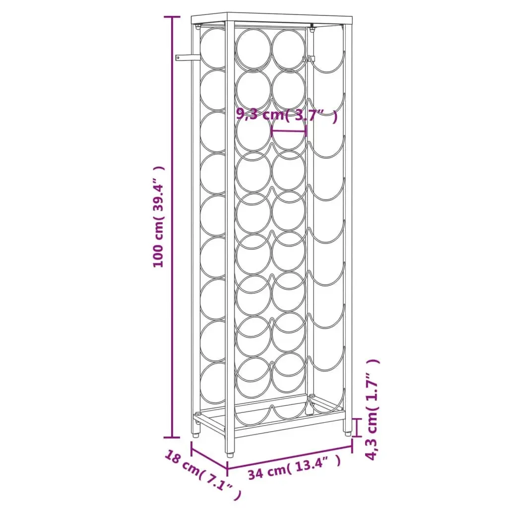 Black Wrought Iron Wine Rack for 27 Bottles